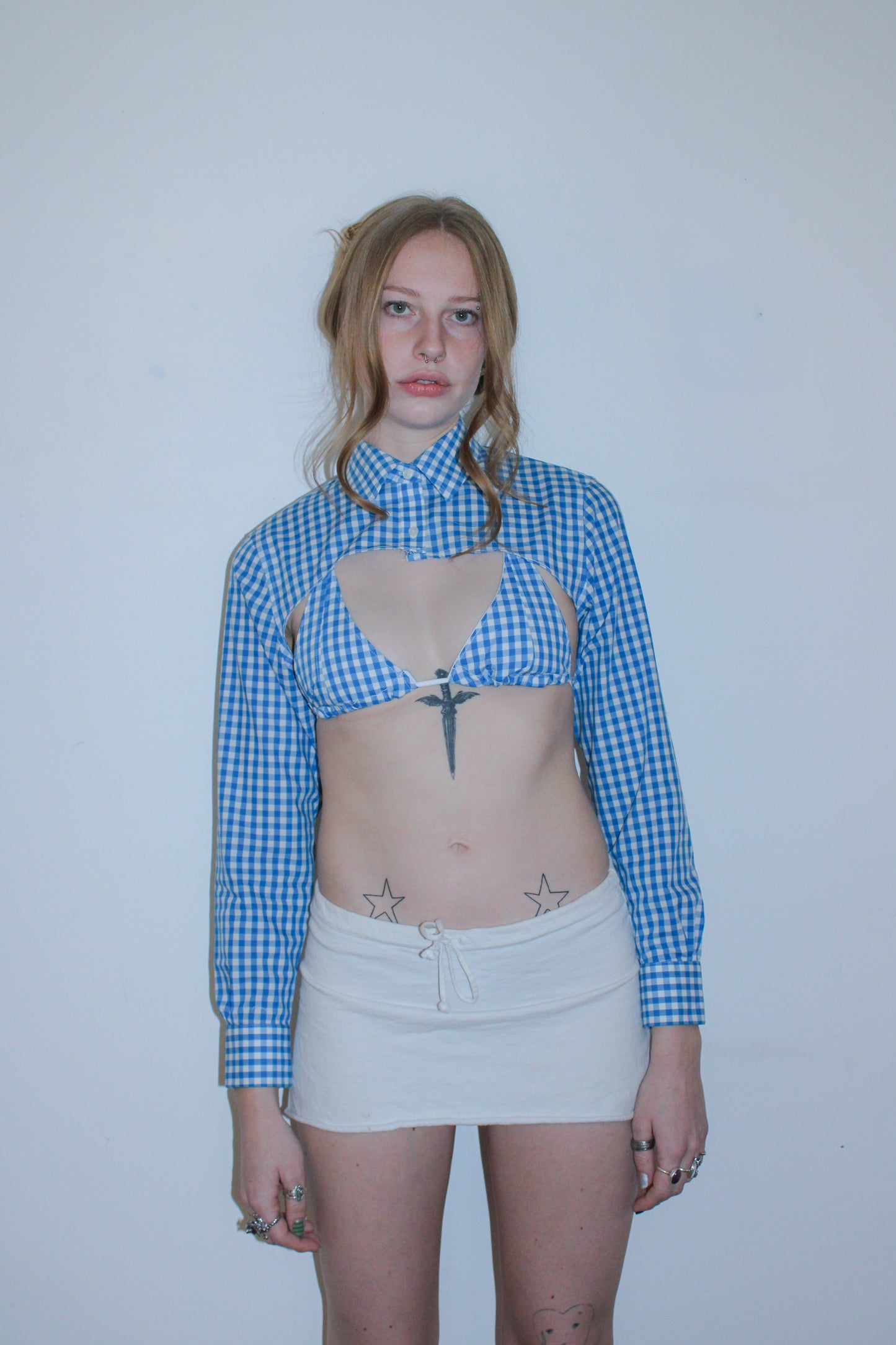 Blue Gingham Two Piece Set